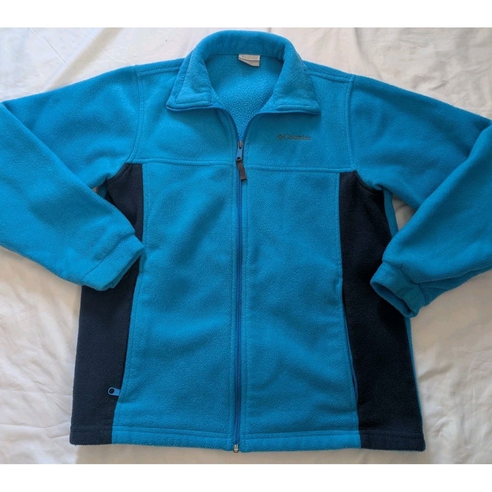 Columbia Women's Size 18/20 Two Tone Blue Full‎ Zip Fleece Jacket